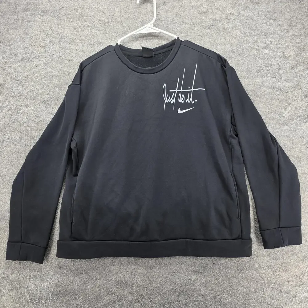 Nike Sweatshirt Mens M Black Pullover Pockets Fleece Just Do It 929689-010